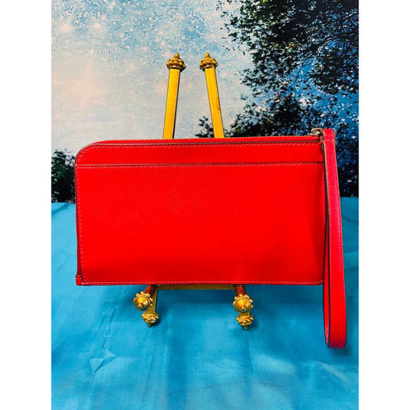 Kate Spade Red Leather Wristlet Clutch Gold Hardware - Picture 2 of 8